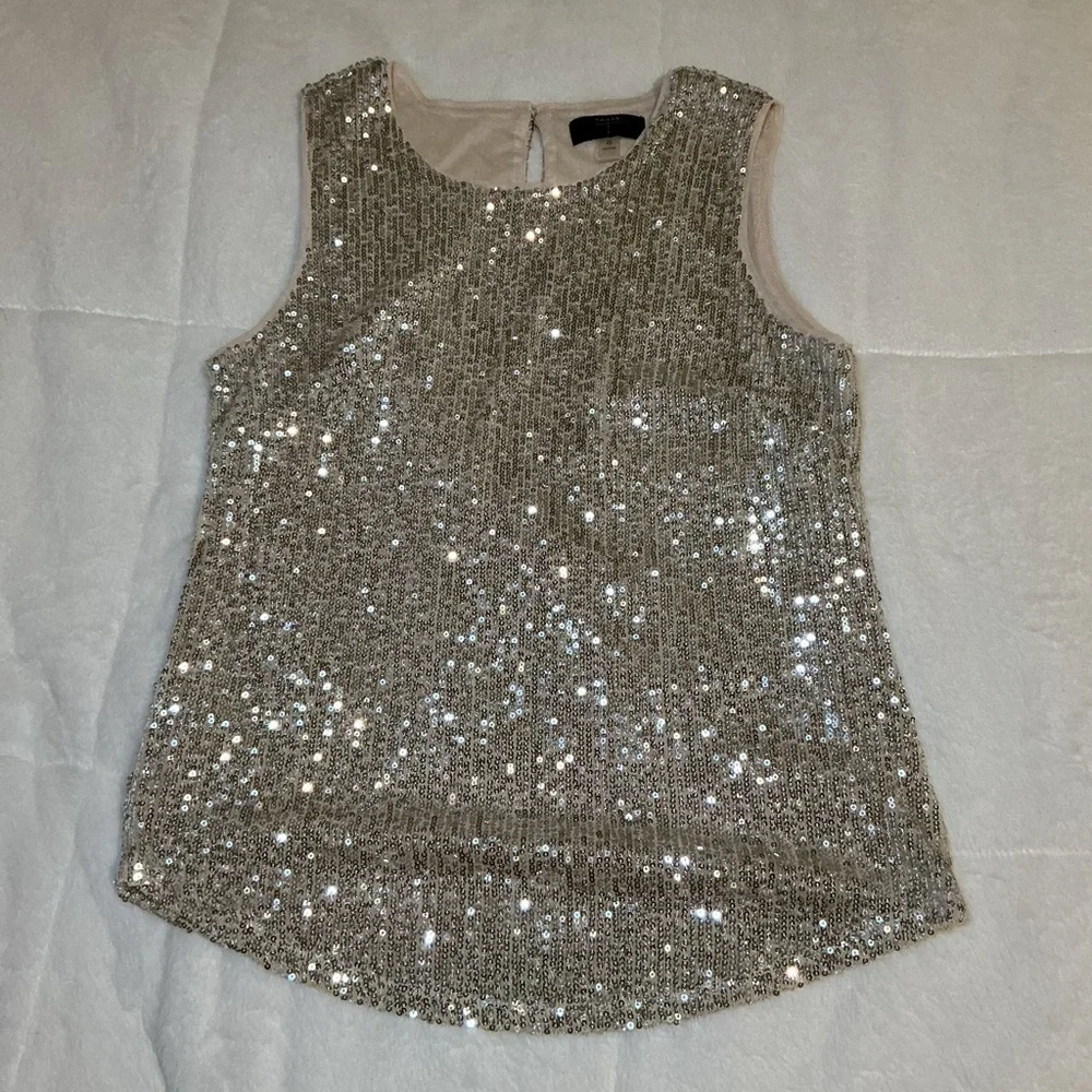 TAHARI Women's Silver Sequin Sleeveless Top - Picture 1 of 5